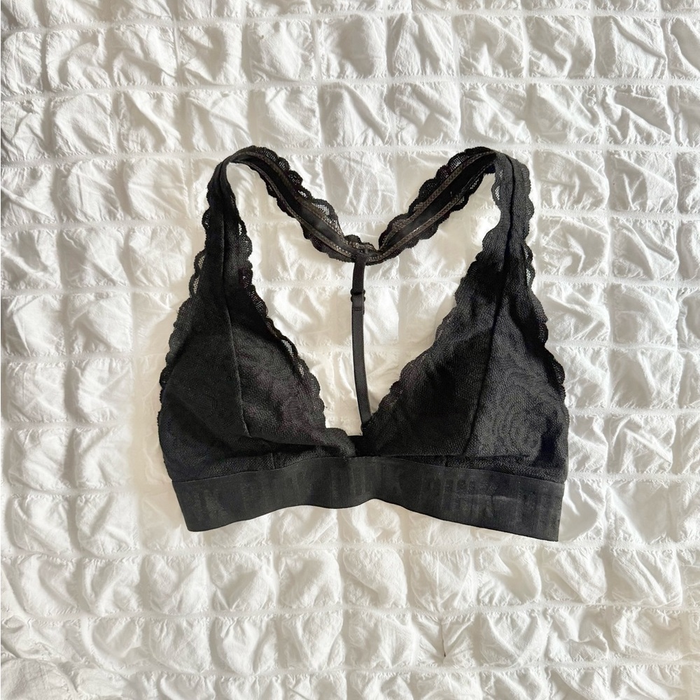 PINK Victoria's Secret Black Lace Triangle Bralette